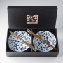 Serveringssæt Japansk Keramik Sæt 2 Skåle Med Spisepinde 15cm Guldsmed VHRW0008