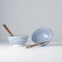 Serveringssæt Japansk Keramik Sæt 2 Skåle Med Spisepinde 15cm Hoshi VHRW0003