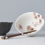 Serveringssæt Japansk Keramik Sæt 2 Skåle Med Spisepinde 15cm Pink Sakura VHC0054