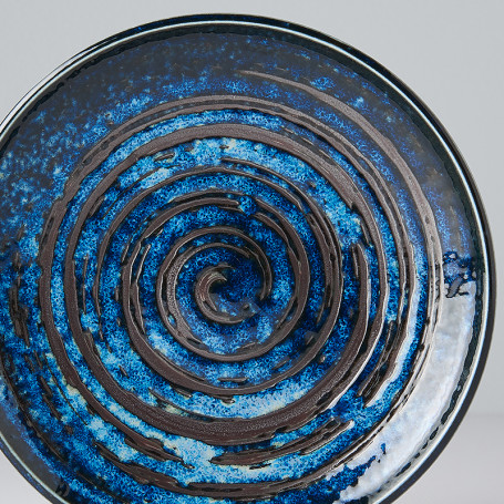 Tallerkener Japansk Keramik Frokost Tallerken 17cm Blå Kobber Hvirvel VHC8073