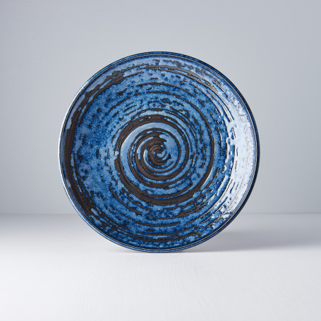 Tallerkener Japansk Keramik Tallerken 25cm Blå Kobber Hvirvel VHC3803
