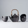 Serveringssæt Japansk Keramik Tekande med 4 Kopper Koksgrå VHC5185