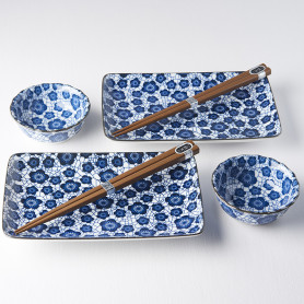 Serveringssæt Japansk Keramik Sushi Sæt med Spisepinde Ume VHRW0007