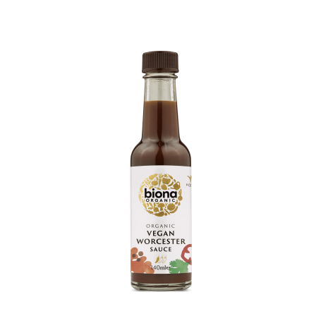 Biona Vegansk Worcester Sauce 140ml - Den velkendte japanske Worcester sauce i en vegansk, glutenfri udgave. Saucen bruges til et hav af retter, samt som base for dressinger, saucer og meget mere.