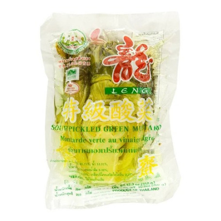 Sour Pickled Green Mustard 350g - Syltet sennepskål i en syrlig lage - perfekt til stegte wokretter, gryderetter, som fyld i onigiri eller i den klassiske Sichuan fiskesuppe, Suan Cai Yu.