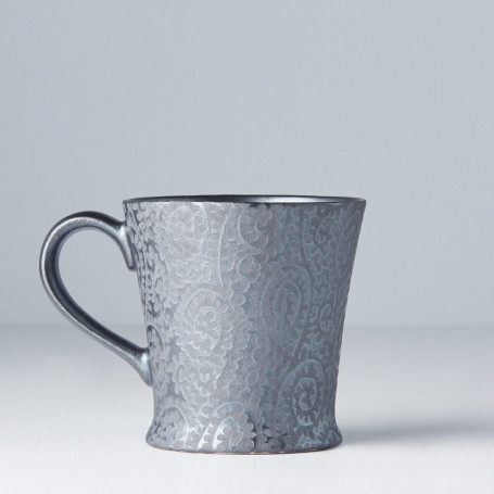 Kopper Japansk Keramik Te Kop 250ml Black Scroll m/Håndtag VHC1375