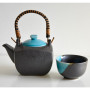 Serveringssæt Japansk Keramik Tekande med 4 Kopper Aqua Kusabi VHRW0029