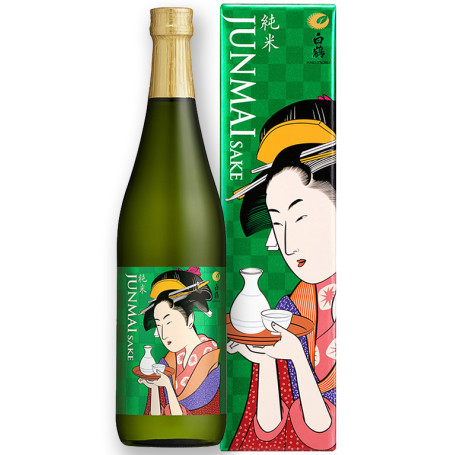 Hakutsuru Ukiyo-e Junmai Sake 720ml - Fantastisk Junmai sake fra et af Japans største sake bryggerier. Smuk flaske og gaveæske der prydes af traditionel japansk Ukiyo-e kunst.