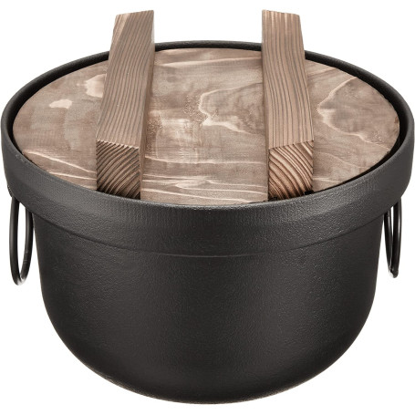 Ikenaga Rice Pot - Japansk Risgryde Støbejern 2,0L - Traditionel japansk gryde i støbejern til kogning af ris. Bevarer smag og tekstur i risene og giver en autentisk tilberedning. Tilbereder op til 3 kopper ris.