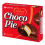 Lotte Choco Pie Original Chocolate 12 stk - Lækre sandwich kager fyldt med skumfidus og overtrukket med intens chokolade. En super populær kage i Korea!