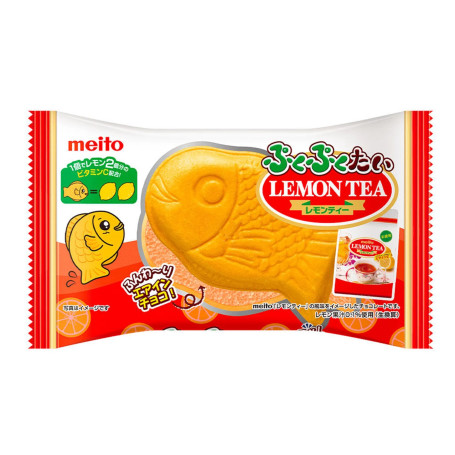 Meito PukuPuku Taiyaki Lemon Tea Fisk - En nuttet sprød vaffelfisk i klassisk japansk taiyaki stil med et porøst og fluffy fyld med smag af citron te.