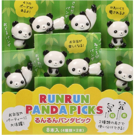 Torune Bento Box Spyd Med Pandaer - 8 små super nuttede spyd med panda motiver der gør madpakken sjovere og mere indbydende :) Perfekt til små snacks i din næste Bento Boks!