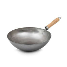 HOT WOK Carbon Stål Wokpande Rund Bund 30cm