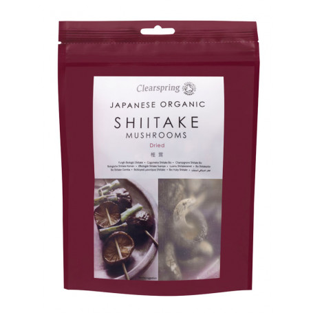 Clearspring Shiitake Svampe Tørrede Økologiske 40g - Tørrede, økologiske shiitakesvampe - fantastiske svampe fyldt med umami, der kan bruges til supper og meget mere.
