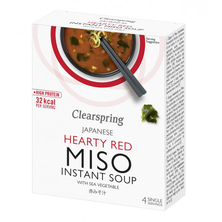 Suppebaser Clearspring Instant Miso Suppe Rød Miso med Wakame Tang GA00497
