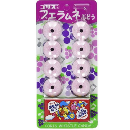 Coris Fue-Ramune Whistle Candy Grape 22g - Verdens mest nuttede og mest irriterende slik på samme tid! :D Små pakker med Ramune slik der kan bruges som fløjte mens det spises!