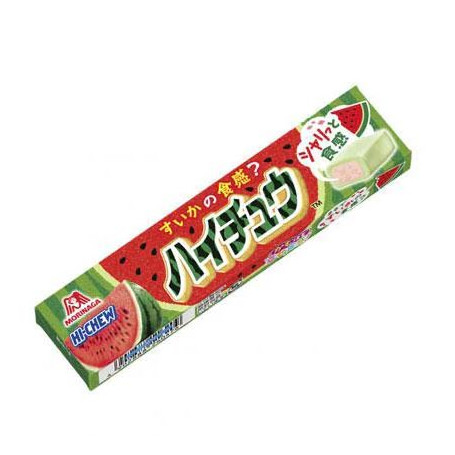 Hi-Chew Watermelon 55g - Hi-Chew tyggekarameller med frisk sød smag af vandmelon og som bonus en ekstra crunchy tekstur indeni. En japansk slikklassiker!