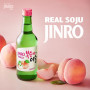 Jinro Peach Flavour Soju 350ml - Koreansk Soju med sød smag af fersken fra populære HiteJinro, der er kendt for deres filtrering gennem bambuskul.