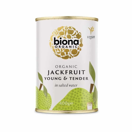 STOP MADSPILD (BEDST FØR 21/03/26) - Biona Jackfruit - Økologisk Jackfrugt - Økologisk ung jackfrugt i lage. Perfekt som køderstatning i det vegetariske og veganske køkken.