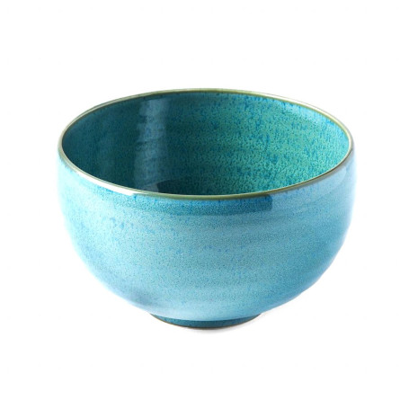 Japansk Keramik Chawan Matcha Skål 13cm Handoukou - Håndlavet keramik fra Japan af udsøgt kvalitet. Skønt glansfuldt design i blågrønne nuancer, frembragt af lokalt værksted i Gifu med en lang håndværkstradition.