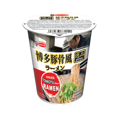 Acecook Ippin Hakata Tonkotsu Instant Ramen Cup - Skønne instant kopnudler med lækker cremet Tonkotsu smag, udviklet med inspiration fra de japanske Ramen restauranter. Hurtigt, nemt og velsmagende!