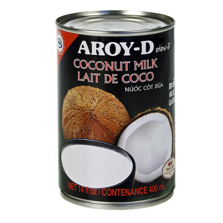 Aroy-D Kokosmælk 400ml - Super aromatisk og velsmagende kokosmælk i konservesdåse. Masser af indbydende smag og duft af kokos. Perfekt til både madlavning, drinks og desserter.