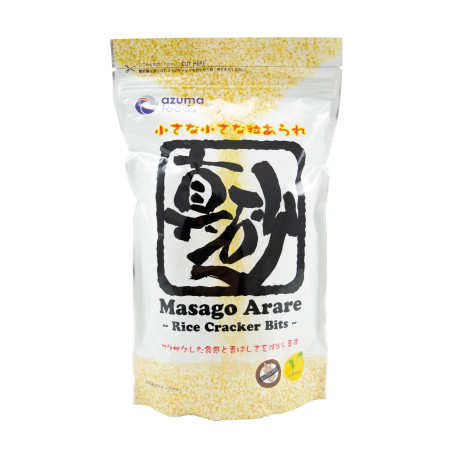 Azuma Masago Arare 300g - Masago Arare er små, sprøde riskugler fra Japan, der er kendt for deres crispy tekstur. De består af små, kornlignende kugler lavet af risdej.