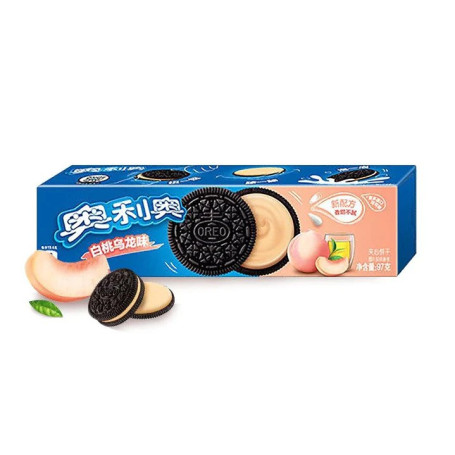 Oreo Cookies White Peach Oolong Tea Flavor - Et must-try for enhver der elsker en unik smagskombination, er vores Oreo-kiks med fersken og Oolong te. Prøv denne delikate Oreo fusion!