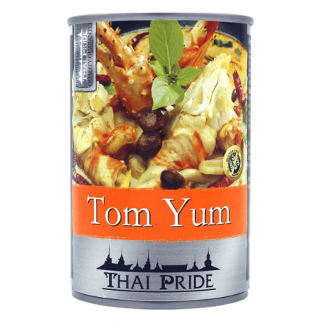 Tom Yum Instant Soup 400ml - Aromatisk Thai Kokos Suppe - Færdigblandet Tom Yum suppe med kokosmælk, citrongræs, kaffir lime, galangal og chili. Tilsæt kun rejer og lidt frisk koriander for en autentisk suppeoplevelse!